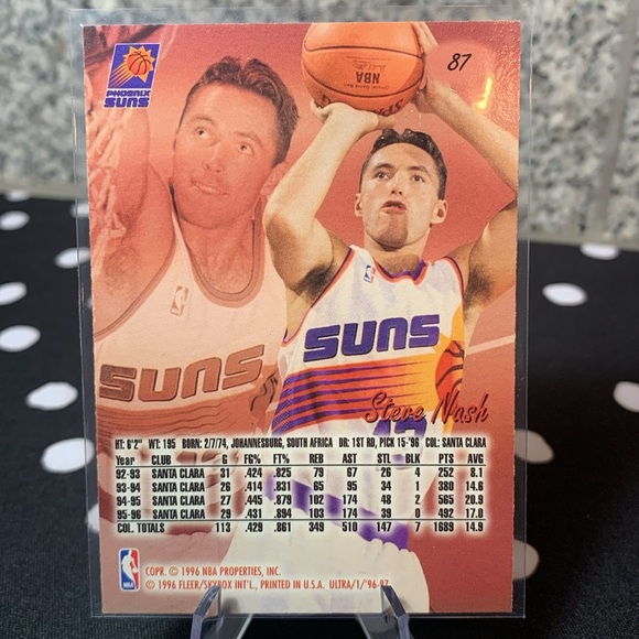 Steve Nash 1996 Fleer Ultra Rookie Card Phoenix Suns HOF Point Guard - Picture 5 of 5